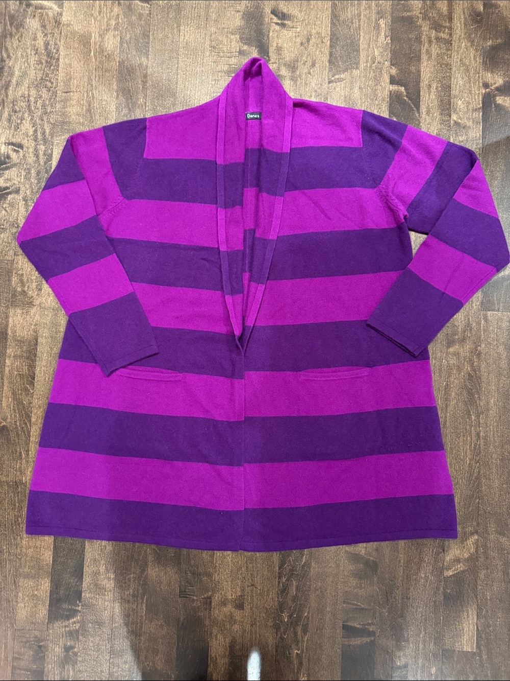 Striped Open-Front Cardigan Sweater - Purple
